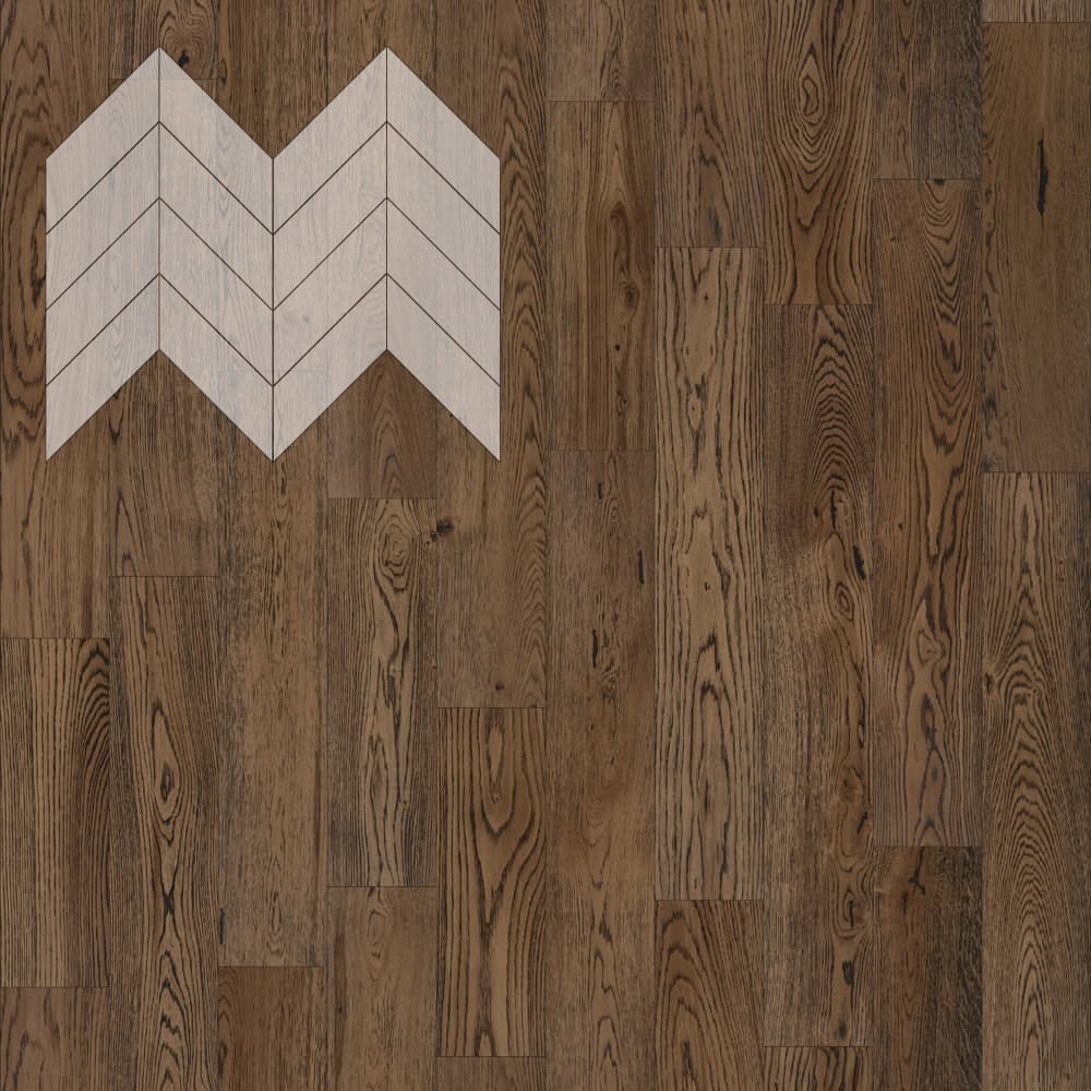 Паркет Елка Французская Lab Arte Chevron Дуб Рустик Затертый лак 600/450х150х14/3/45°