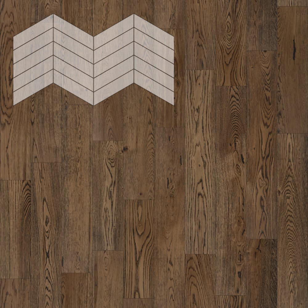 Паркет Елка Французская Lab Arte Chevron Дуб Рустик Затертый лак 400/348х90х14/3/60°