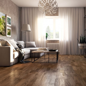 Паркетная доска PolarWood ДУБ ИРИС МАТОВЫЙ ЛАК 14x188x2266 3П (3,41 м2) в интерьере