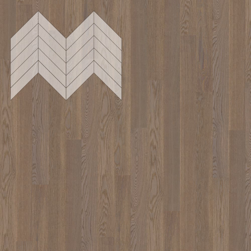 Паркет Елка Французская Lab Arte Chevron Дуб Селект Беж Сильвер лак 600/490х110х14/3/45°