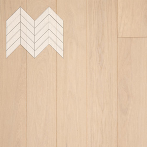 Паркет Елка Французская Lab Arte Chevron Дуб Рустик Лана лак 600/475х125х14/3/45° в интерьере