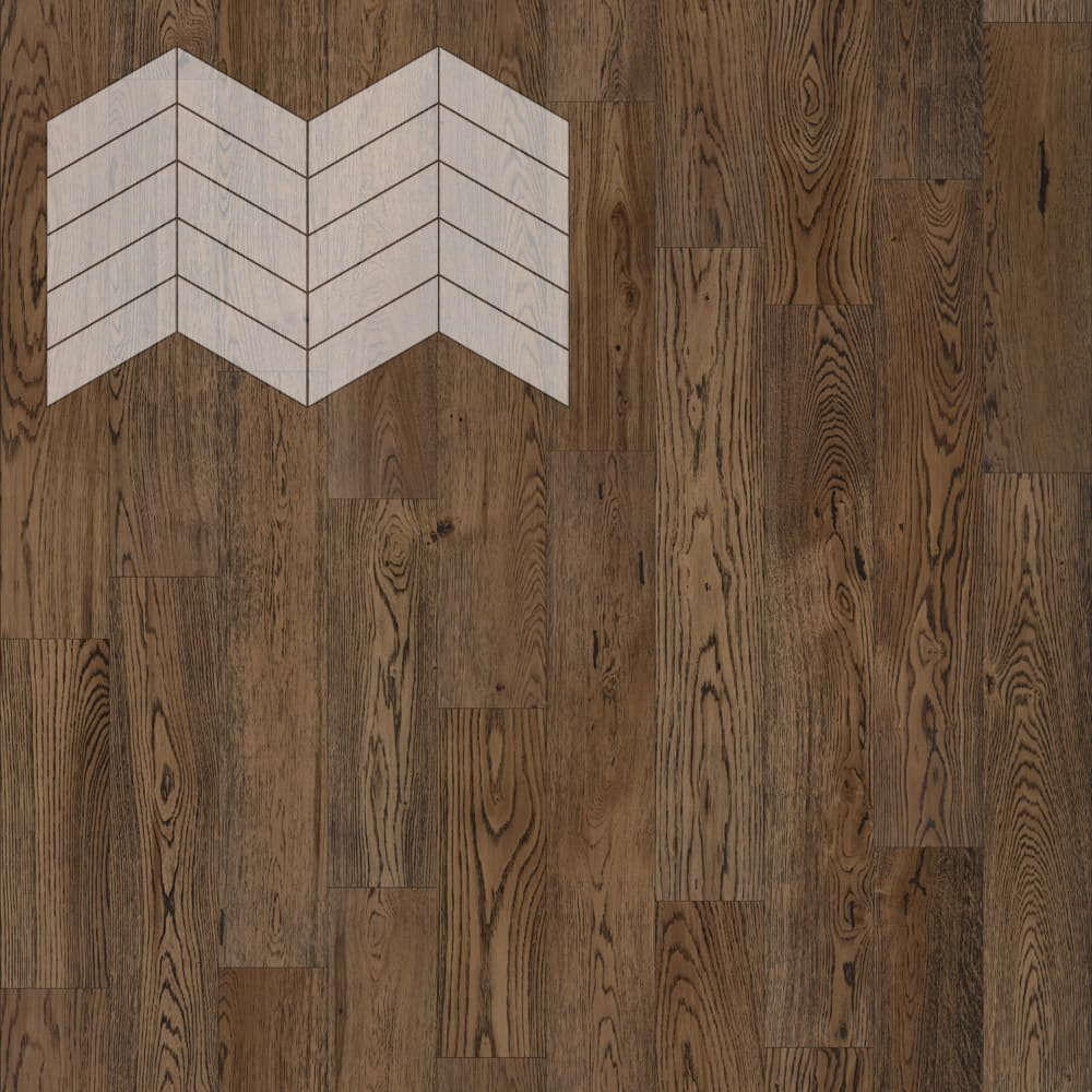 Паркет Елка Французская Lab Arte Chevron Дуб Рустик Затертый лак 400/337х110х14/3/60°