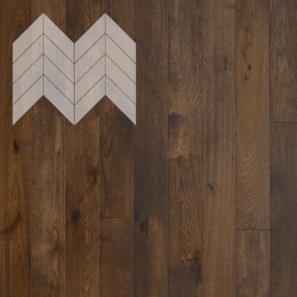 Паркет Елка Французская Lab Arte Chevron Дуб Селект Коньяк лак 600/450х150х14/3/45°