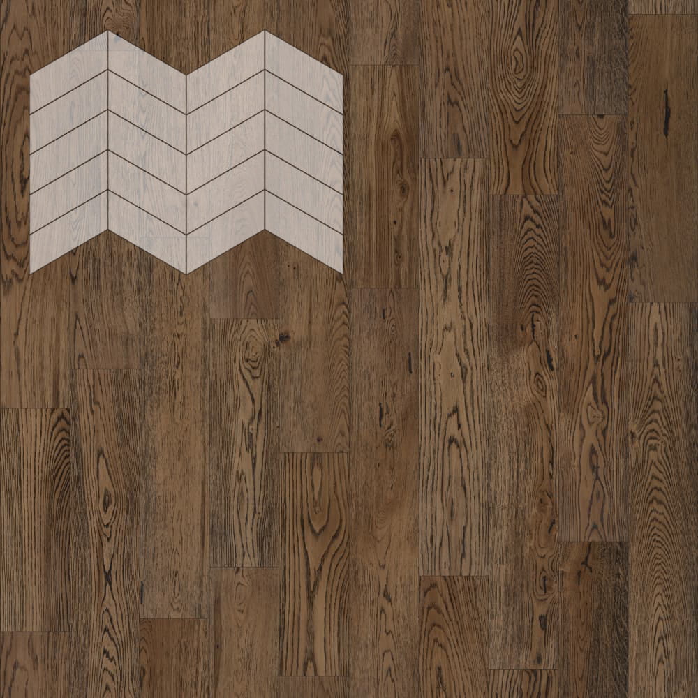 Паркет Елка Французская Lab Arte Chevron Дуб Рустик Затертый лак 400/328х125х14/3/60°